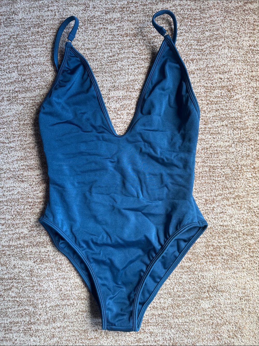 Girls' Deep Teal One-Piece Swimsuit with V-Neck